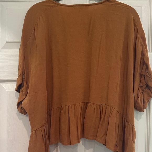 Womens Brown Ruffle Top - Picture 3 of 3
